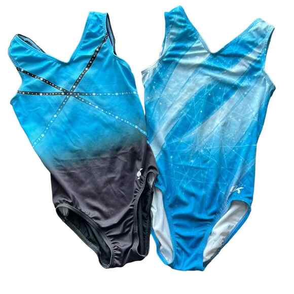 GK Elite Gymnastics Leotard Bundle Size Large Blue Laser